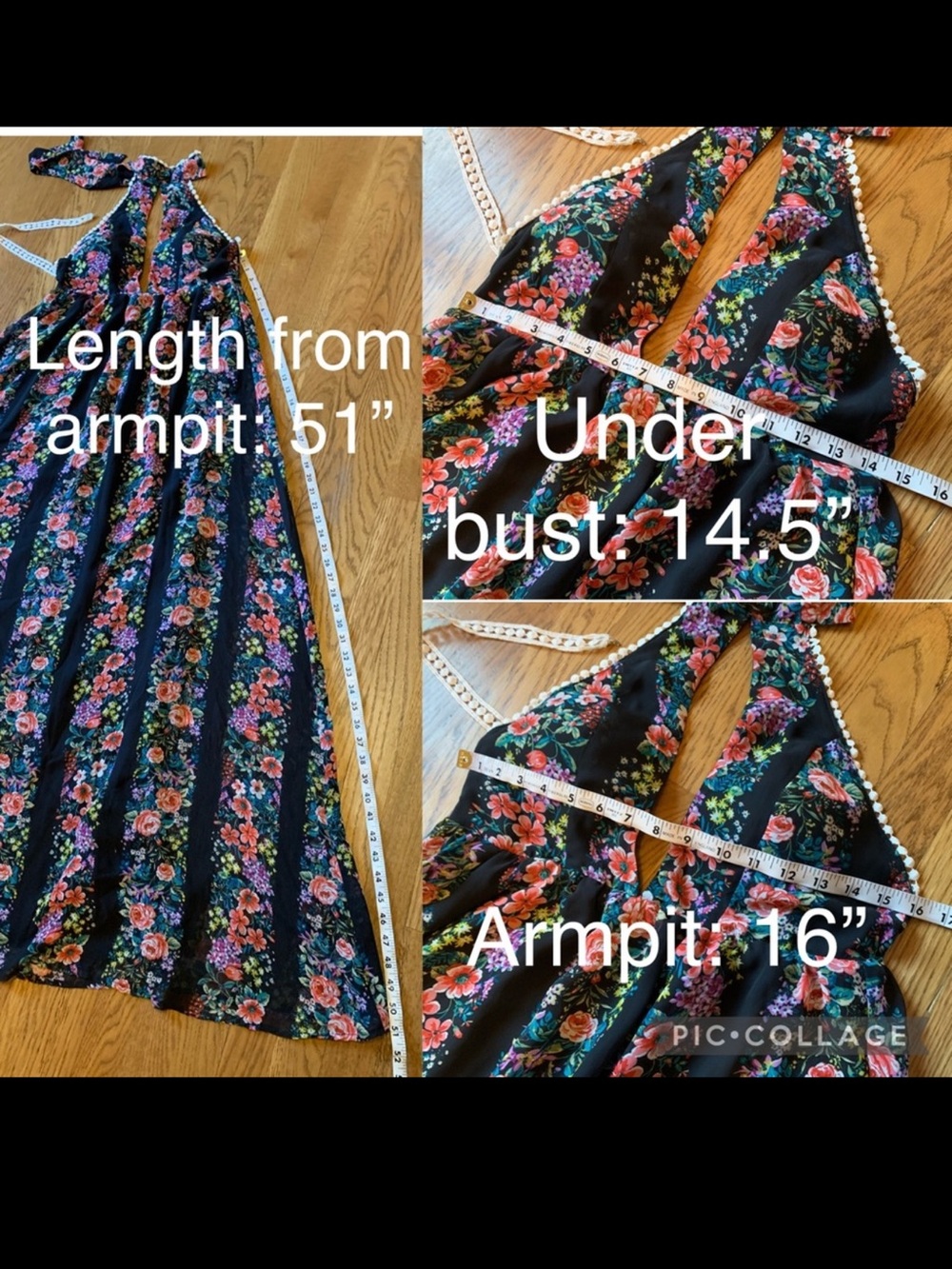 backless floral maxi dress with halter neck size M - Picture 14 of 17